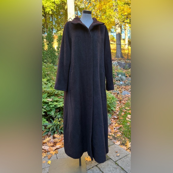 Hilary Radley Espresso Brown Wool Mohair Maxi Oversize Winter Coat - Picture 1 of 16